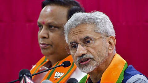 Union External Affairs Minister S Jaishankar addresses a press conference at the BJP office, in Mumbai, Sunday, Oct. 27, 2024.