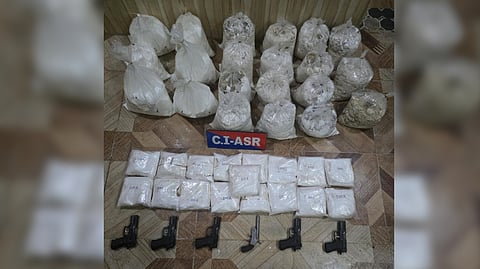 Punjab police recover drugs and weapons after busting a cross-border drug smuggling racket in October 2024.