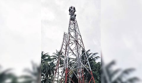 The upgraded BSNL mobile tower at Kalpeni