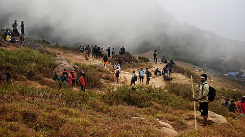 Devotees treks on Vellingiri hills in Coimbatore.