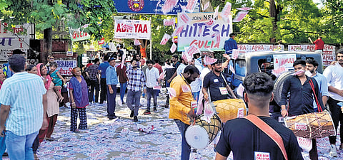 From election campaign at the Delhi University campus.