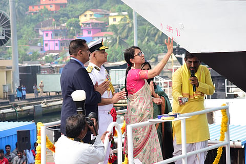 One of the vessels being launched