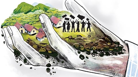 Kumara Swamy requested the district administration to ensure justice, stating that he had no other source of income and depended solely on the land.