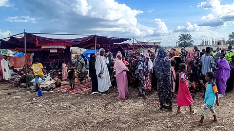 Sudanese people fleeing the Jazirah district arrive at a camp for the displaced in the eastern city of Gedaref on October 31, 2024.