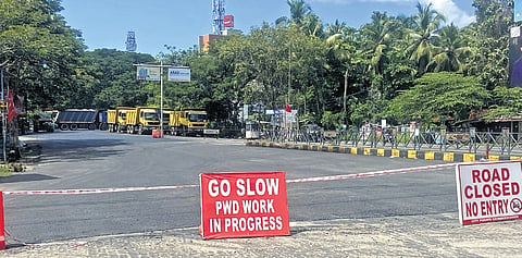 The relaying work on the 5.9-km Kundannoor-CIFT junction stretch along the NH 966 (B) is nearly completed. A view from Kundannoor junction on Sunday
