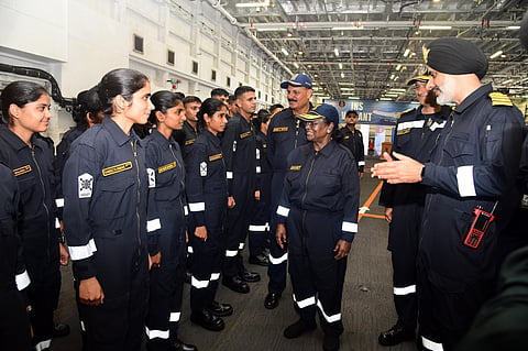 President Droupadi Murmu witnessed a grand operational demonstration by the Indian Navy at sea on Thursday.
