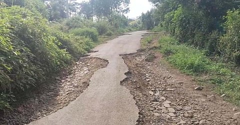 A road in Bharathi Nagar, which is an enroute to Arottuparai in O-Valley Panchayat, is in damaged condition.