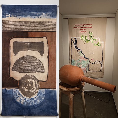 A picture in the 'Ancestral Futures’, painting exhibition at Gallery Espace in New Delhi