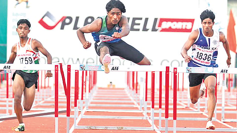 Abhaysived of Palakkad who won gold in the junior boys 110-metre hurdles at the Kerala State School Sports Meet in Kochi