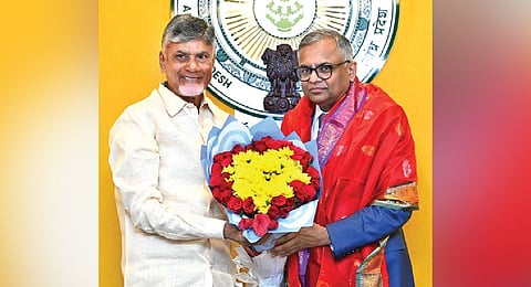 CM Chandrababu Naidu met Executive Chairman of Tata Companies N Chandrasekaran, in Amaravati on Monday