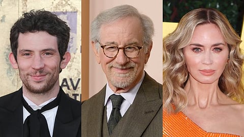 Josh O’Connor, Steven Spielberg and Emily Blunt.