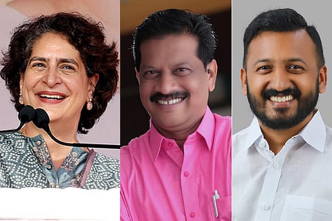 Priyanka Gandhi, UR Pradeep, Rahul Mamkoottathil