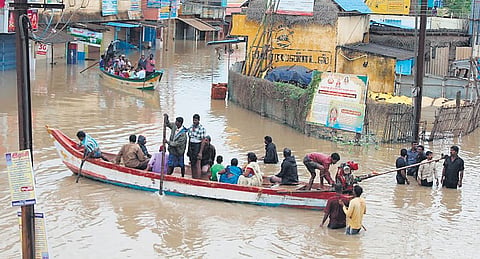 A flooded street in Chennai during the northeast monsoon in 2017