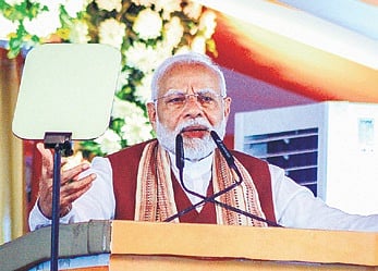 PM Narendra Modi addressing the public meeting in Bhubaneswar on Friday