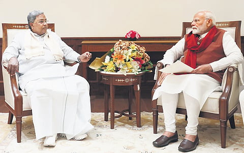 Chief Minister Siddaramaiah holds deliberations with Prime Minister Narendra Modi.