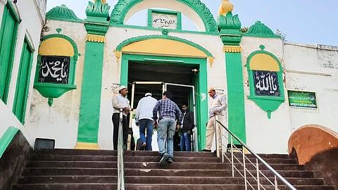 Devotees arrive at the Shahi Jama Masjid to offer prayers, in Sambhal.