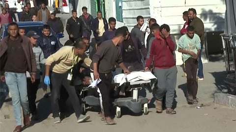 Injured are brought into Nasser hospital in Khan Younis after an Israeli airstrike.