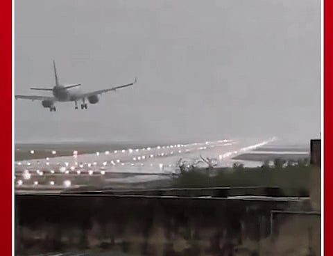In a video that went viral on social media, the plane is seen trying to land amid heavy turbulence.
