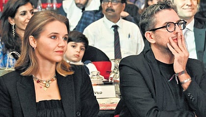 Jonas Brunschwig, Consul General of Switzerland (right) with partner Margaux at the 29th edition of the Devi Awards