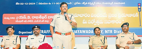 NTR District CP SV Rajashekhar Babu at a press conference in Vijayawada