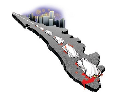 Two persons were killed and three others suffered injuries in separate road mishaps in Kandhamal and Ganjam districts on Wednesday.