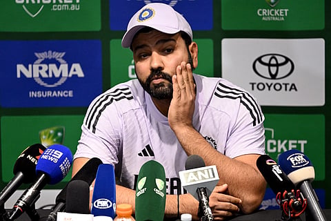 Rohit Sharma speaks during a press conference at the Adelaide Oval in Adelaide on December 5, 2024,
