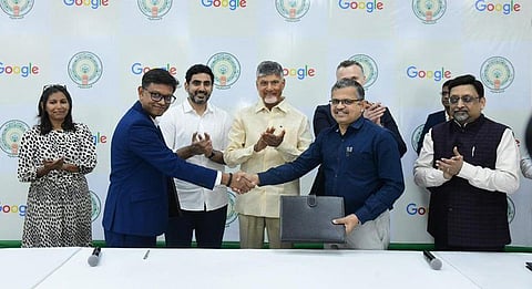 Bikash Koleyice-President of Google Global Networking and Infrastructure (GGNI) after signing a Memorandum of Understanding (MoU) with tech giant Google to establish an Artificial Intelligence (AI) Data Centre in Visakhapatnam