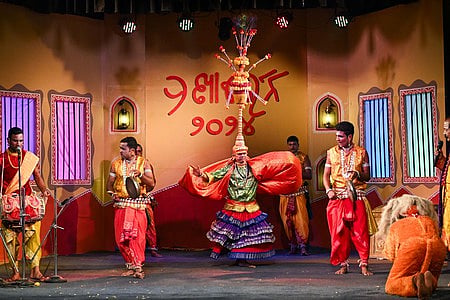 Folk artist performing Ghata Patua folk dance at Bhanja Kala Mandap in Bhubaneswar last year.