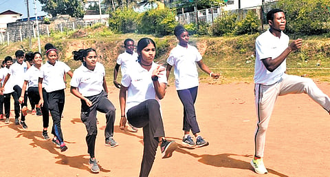 Siddi children undergo training at Mundgod grounds.