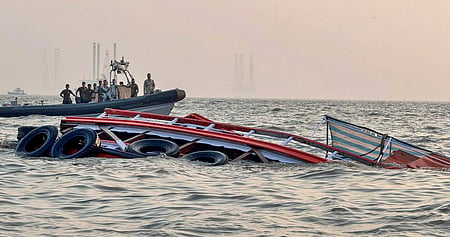 Rescue work is underway after a ferry capsized off the Mumbai coast when a Navy craft crashed into it on Wednesday
