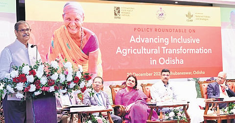 Deputy CM KV Singh Deo addressing the policy round table on Friday