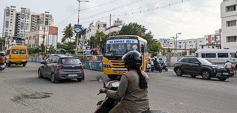 A school vehicle plying in Tiruchy