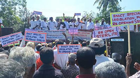 The agitation held for the reopening of Sterlite Copper at Chidambaranagar.