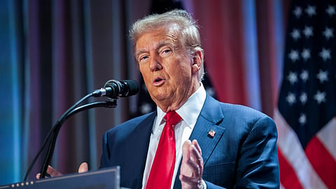 President-elect Donald Trump speaks during a meeting with the House GOP conference in Washington.