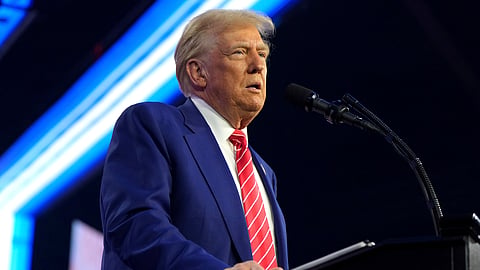 President-elect Donald Trump speaks at AmericaFest, Sunday, Dec. 22, 2024
