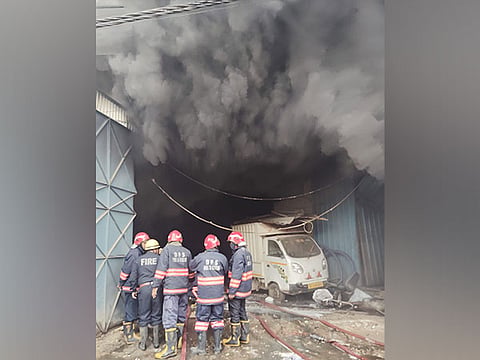 Smoke coming out from the namkeen factory in southwest Delhi's Najafgarh