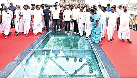 CM MK Stalin inaugurating the glass bridge in Kanniyakumari