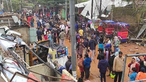Residential houses and shops were damaged from the water gushing out at a high speed.