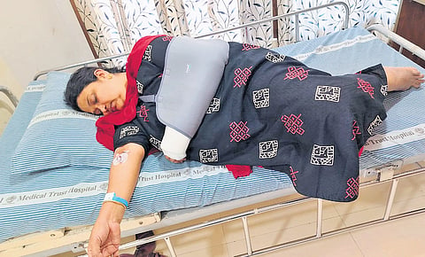 Bindu Joseph, who was injured seriously inside the venue at Marine Drive, recuperating after surgery at a city hospital on Thursday