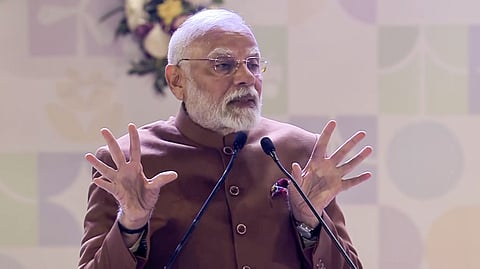 Prime Minister Narendra Modi speaks during the inauguration of the Grameen Bharat Mahotsav 2025 in New Delhi, Saturday, Jan. 4, 2025.