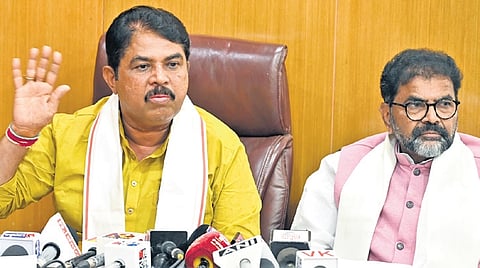 LoP in the Assembly R Ashoka and his counterpart in the Council Chalavadi Narayanaswamy.
