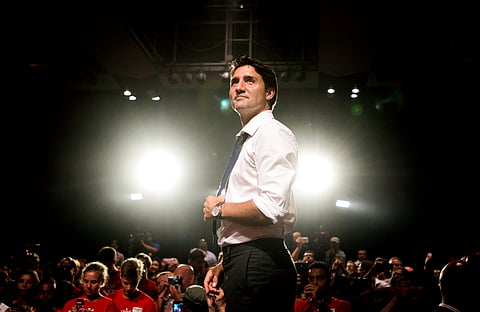 Federal Liberal Leader Justin Trudeau speaks to supporters during a campaign stop in Toronto on Aug. 17, 2015.