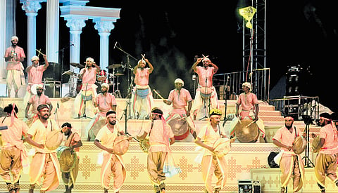 Artistes performing folk dance during the inaugural ceremony on Monday