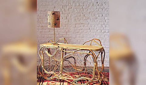 Canework console table