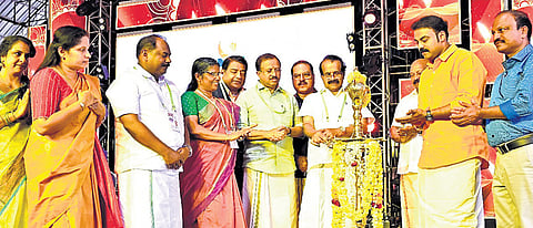 Union Minister George Kurian inaugurating the new building of Jyothis Central Senior Secondary School at Attingal
