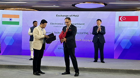 Dignitaries present during the MoU signing ceremony in Bhubaneswar
on Friday