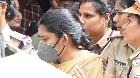 Greeshma being brought out of Neyyattinkara additional sessions court after verdict on Monday.