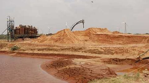 Beach sand mining at VV Minerals company in Tirunelveli district.