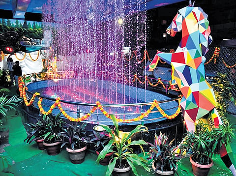 The water fountain inaugurated by Mayor Gadwal Vijayalaxmi on Tuesday