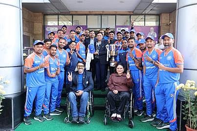 Union Minister of Youth Affairs & Sports Dr. Mansukh Mandaviya honoured the Indian Physical Disability (PD) Cricket Team today on winning the PD Champions Trophy 2025 in Colombo, Sri Lanka.
